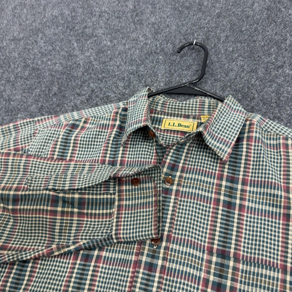 LL Bean Shirt Mens L Multi Cotton Blend Plaid Long Sleeve Button Down Outdoor